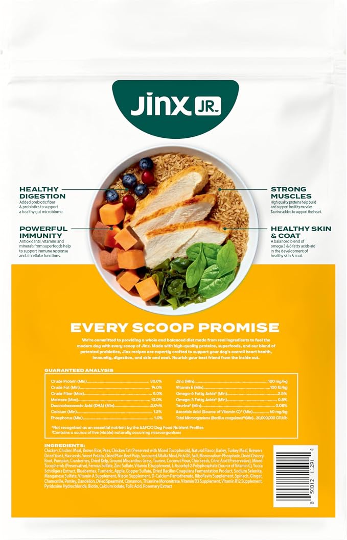 Jinx Puppy Dry Dog Food - Real Chicken, Brown Rice & Sweet Potato, 4lb | Premium Puppies Food with DHA, Protein & Calcium for Brain Health - Probiotics for Digestive Support - No Fillers