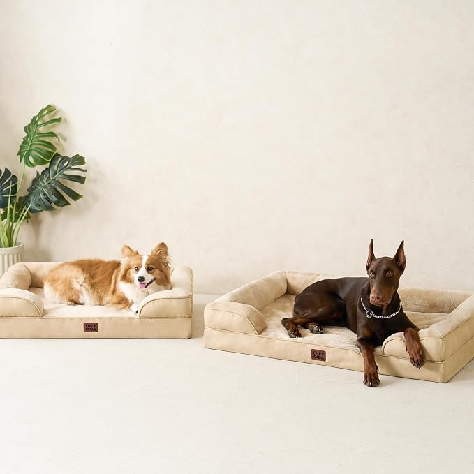 EHEYCIGA Orthopedic XXL Dog Bed, Waterproof Washable XL Big Pet Bed 48" | Non-Slip Bottom and Egg-Crate Memory Foam Extra Large Pet Couch Bed with Washable Removable Cover, Graige