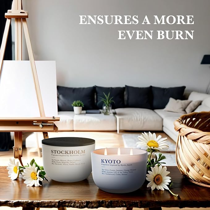 Sandalwood Jasmine Scented Candle,16oz 3 Wick Large Soy Wax Candle, 60+ Hour Burn | Non Toxic Aromatherapy Candle for Home, Meditation & Stress Relief | Luxury Candle Gift for Women and Men