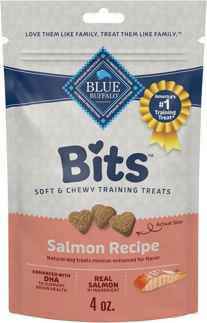 Blue Buffalo Bits Salmon Training Treats, 4 oz | Real Salmon First, DHA for Cognitive Development, No Chicken By-Product Meals, Corn, Wheat, or Soy