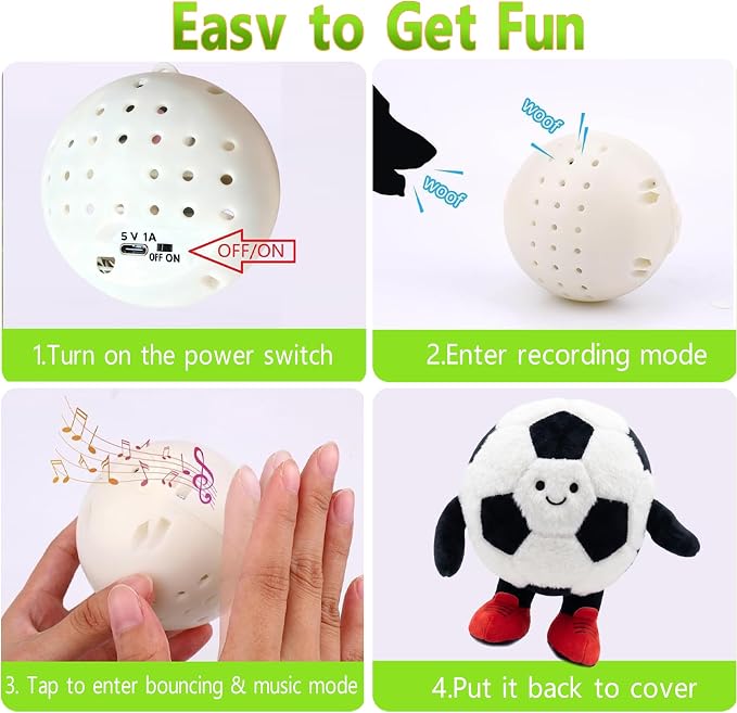 Football Interactive Dog Toys, Active Moving Pet Plush Toy, 2026 New Shaking Dog Ball Dog Toy Interactive Dog Ball with Song Squeaky Moving Dog Ball Toy, Rechargeable Toys to Keep Them Busy Dog Toys