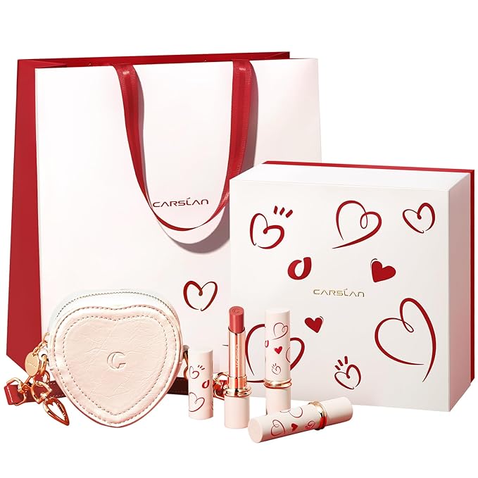 CARSLAN Valentine's Day Gift Matte Lipstick Set Hydrating Lip Color Makeup, Highly Pigmented Lipstick with Moisturizing Formula, Lightweight, Smooth (3count)