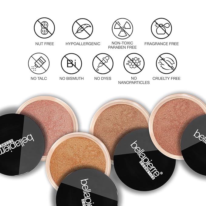 bellapierre Mineral Bronzer - Loose Powder | SPF Protection | Warms Skin Tone for a Sun-Kissed Look | Non-Toxic & Paraben Free - Kisses - 0.3 Oz