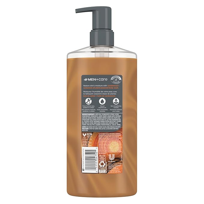 DOVE MEN + CARE Body Wash Sandalwood & Cardamom Oil Plant-Based Moisturizing Body Wash for Men, 26oz
