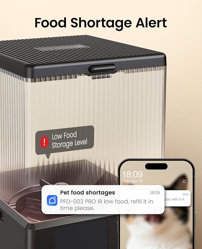 oneisall 5G WiFi Automatic Cat Feeder for 2 Cats, App Control, 20 Cups/5L | Timed Meals, Feed Now, Feeding Logs, Slow Feed, Precise Portions, 10s Voice Recorder, Family Sharing, Stainless Steel Bowls
