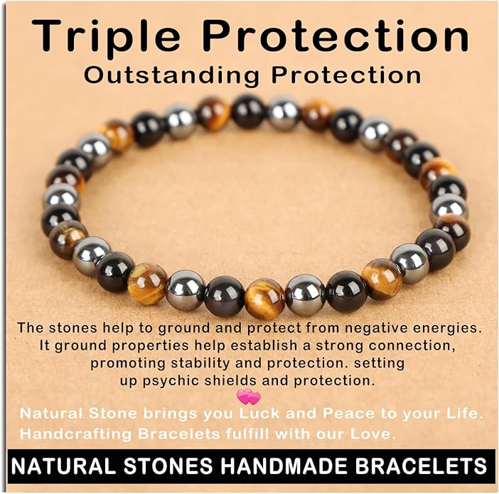 AD Beads Handmade Gemstone Stretch Elastic Bracelet Crystal Healing Reiki Nature's Beauty and Spiritual Essence Unisex