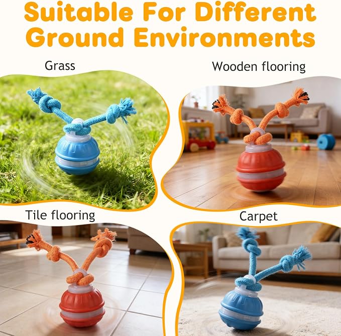 2PCS Zealburst Interactive Pet Toy, 2026 Upgraded Motion Activated Squeaky Cat Balls, 360° Auto Rolling Moving Toy for Dogs and Cats, Alleviate Boredom (Blue+Orange)