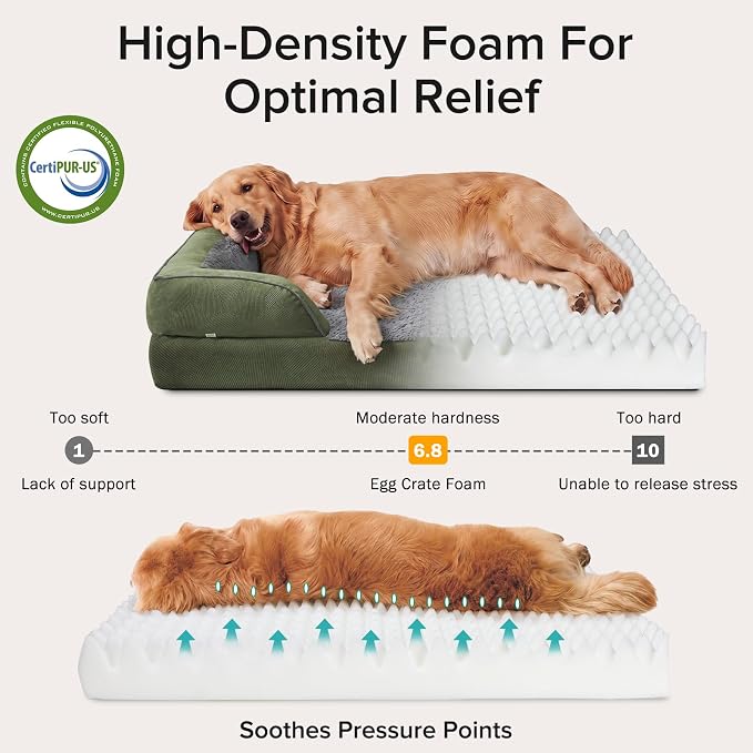 Jumbo Orthopedic Dog Bed for Extra Large Dogs, Waterproof, Egg-Crate Foam Dog Couch Bed with Washable Removable Cover, Waterproof Lining and Nonskid Bottom