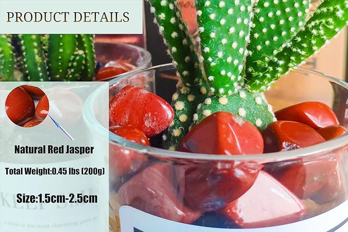DUQGUHO Red Jasper Healing Crystals Stones Set Natural Tumbled Polished Irregular Pebble Stones Fish Tank Rocks 0.45 lbs