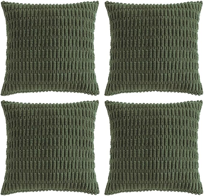 Fancy Homi 4 Packs Decorative Throw Pillow Covers for Living Room Couch Bed, Modern Farmhouse Boho Home Décor Accent Cushion Case, 20" x 20", Olive Green