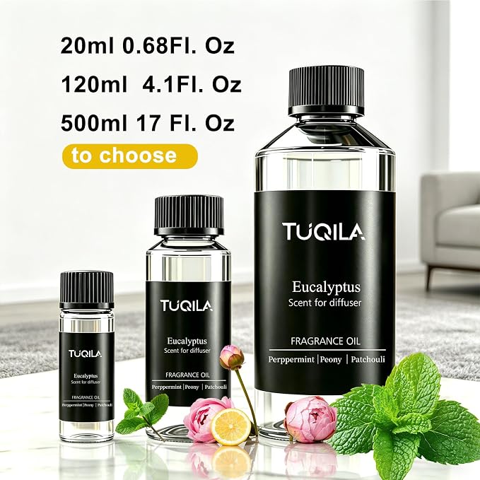 Eucalyptus Mint Revive Diffuser Scent Oil 120ML Purifying Bergamot & Patchouli for Waterless Diffusers, Spa-Grade Breathe Easy Aromatherapy for Home and Welness