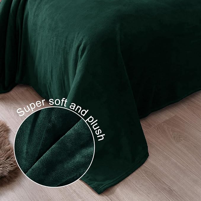Exclusivo Mezcla Soft Fleece Throw Blanket for Couch, Forest Green | 50x60 Inches, Double-Sided Brushed Flannel, Lightweight Plush Cozy Blanket for Home Decor, All Season, Machine Washable