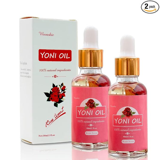 2 Packs Yoni Oil for Women, All Natural Feminine Oil Intimate Deodorant for Women, Ph Balanced and Eliminates Odor, 100% Natural Feminine Serum Made with Rose Essential Oils (1 fl oz/30 ml)
