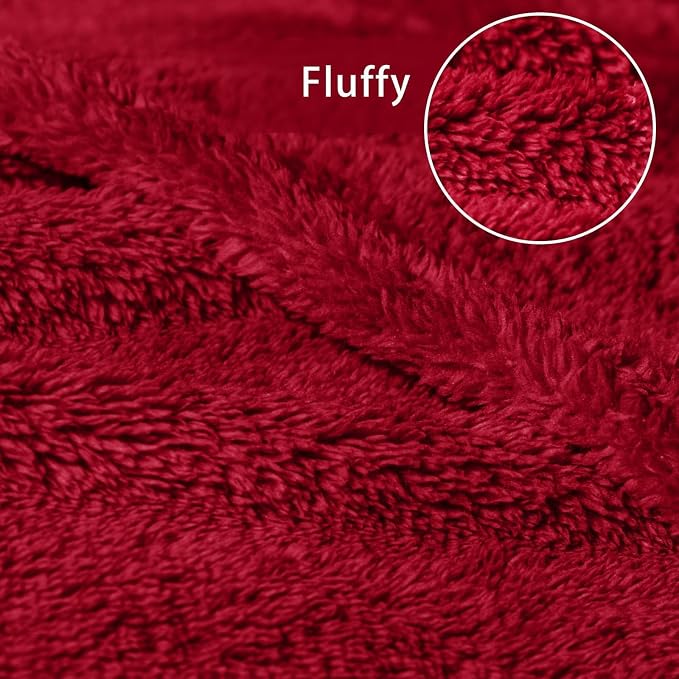 Exclusivo Mezcla Soft Plush Fleece Throws Blanket for Couch Sofa Bedroom | Lightweight Fuzzy Fluffy Blanket for All Seasons, Cozy Velvet Throws for Women Men, Machine Washable, 50"x60", Deep Red