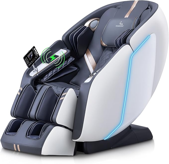 MassaMAX 4D Full Body Massage Chair with Zero Gravity, Extendable Footrest, SL Track, 15 Modes, AI Voice Control, Yoga Stretch, Foot Rollers, and Waist & Calves Heating Comfort with Cover (White)