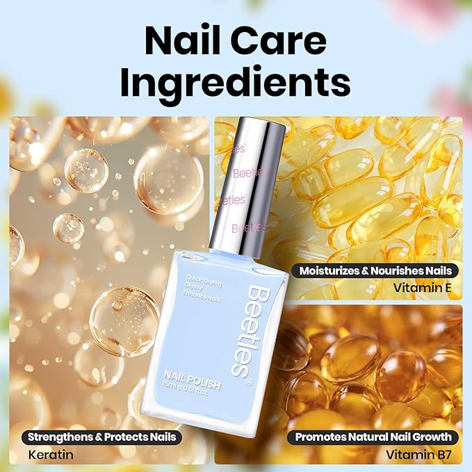 Beetles Pastel Nail Polish Set - Blossom Pastoral, 6 Colors Pearl Glitter Spring Nail Polish Quick Dry Set, Spring Nails Art, Long Lasting Shine DIY Manicure Easter Nails Gift for Her