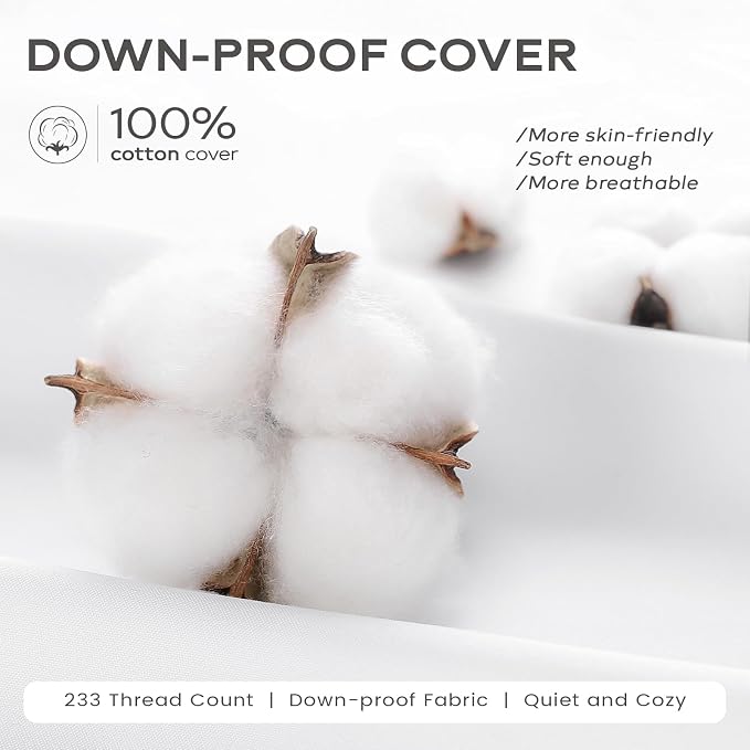SAVORI 16x24 Lumbar Pilow Insert, Set of 2 Down Feather 16x24 Euro Pillow Inserts, Soft Fluffy Sleeping Pillow with 100% Cotton Cover, Decorative Throw Pillows for Couch Sofa Bed-White
