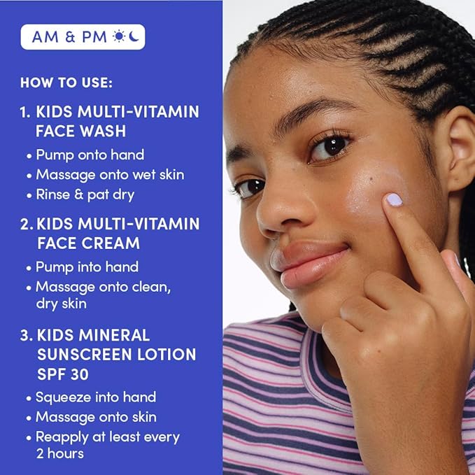 Evereden Kids Skincare Bundle: 1-2-3 Routine with Multi-Vitamin Peach Face Wash, Cream, SPF 30 & Spa Headband – Gentle, Nourishing Skincare & Fun Hair Management for Kids – Perfect for Daily Care