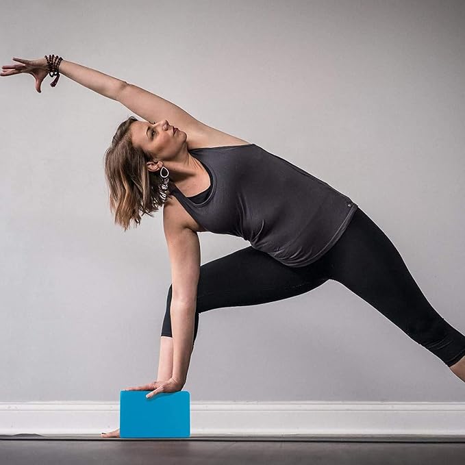 Yoga Blocks 9x6x3, 2 Pack High Density Yoga Brick Foam Blocks to Improve Strength, Flexibility and Balance, Light Weight and Non-Slip Surface, Pilates and Meditation (Gemstone Blue)