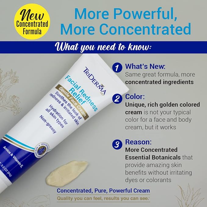 TriDerma Facial Redness Relief Bundle, Gentle Face Cleanser Plus Moisturizing Face Cream, Soothing Daily Redness Treatment for Red, Sensitive Skin| Promotes Even Skin Tone | Day/Night |