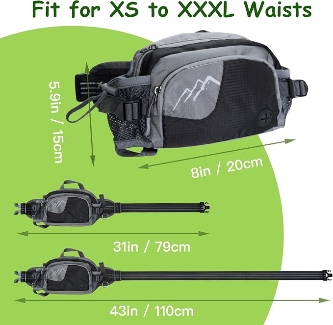 Dog Walking Fanny Pack with Removable Treat Pouch & 2 Retractable 300ml Water Bottle Holders, No Spill Magenetic Clasp - Hands-Free Pouches Training Waist Bag for Dog Owners, Poop Bag Dispenser