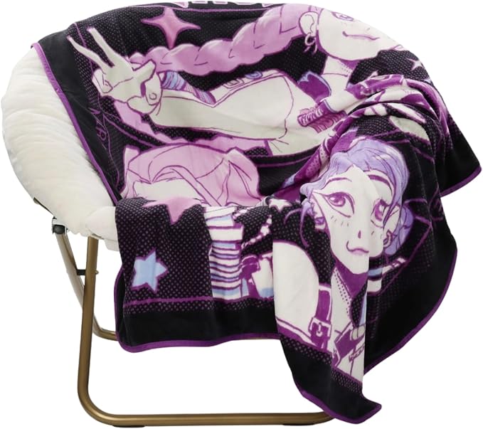 HUNTRX Kpop Demon Hunters Super Soft Fleece Throw Blanket, Purple and Black, 46x60 Inch