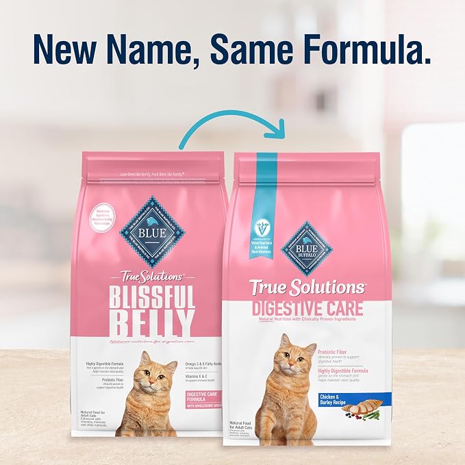 Blue Buffalo True Solutions Digestive Care Chicken Dry Cat Food, 11 lb | Adult Formula, Clinically Proven Prebiotic Fiber, Vet-Recommended High-Protein
