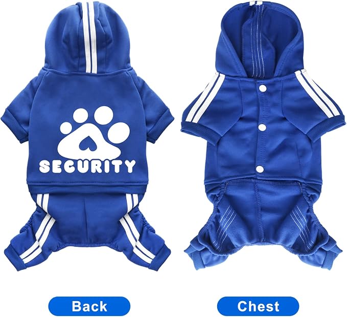 Dog Hoodie Security Clothes 4 Legs Jumpsuit Sweatshirt Hoodies Soft & Warm Dog Outfit Pullover Dog Winter Clothes Sweater for Small Medium Large Dogs Cats (Blue, X-Large)