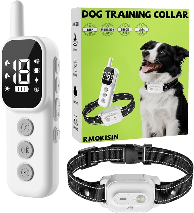 Dog Shock Collar, Dog Training Collar with Remote Control 3300FT Range, Electric Collar with Smart Light, Rechargeable Waterproof E Collar for Small Medium Large Dogs