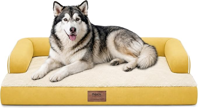 XXL Orthopedic Waterproof Dog Bed with Bolster for Extra Large Dogs | Pillow Support for Neck Relief, Egg Crate Foam, Waterproof Liner, Anti-Slip Bottom, Removable Bolster Cover, 45 x 35 Inch