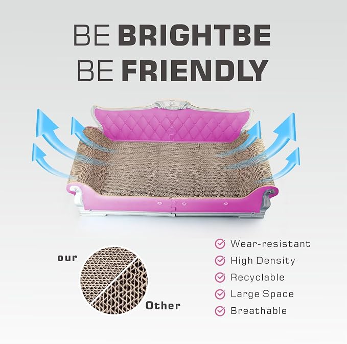 Extra Large Cat Scratcher Sofa Bed, Ergonomic Cardboard Couch | 27.5" Durable Cat Couch & Scratching Board, Reversible Lounge Furniture for Big Cats & Multi-Cat Households