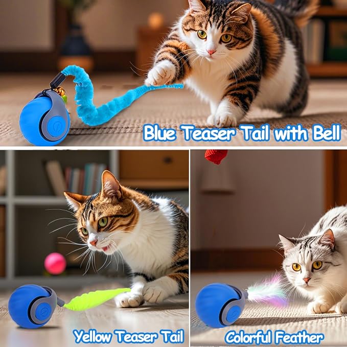2PCS Interactive Cat Toy Ball, Rechargeable Cat Toys for Indoor Cats