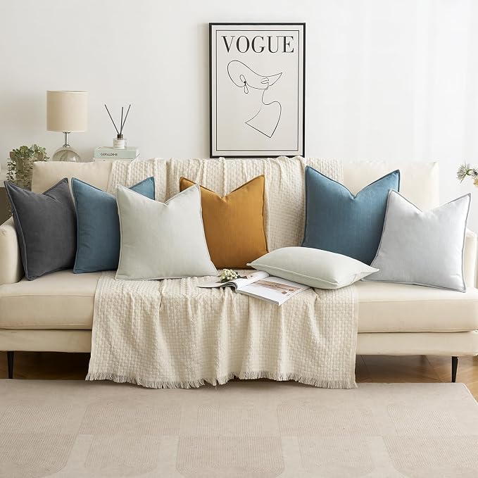 MIULEE Pack of 2 Cream White Decorative Chenille Pillow Covers 16x16 Inch | Soft Couch Throw Pillows,Farmhouse Cushion Covers with Elegant Design for Sofa,Bedroom,Living Room,Spring Home Decor