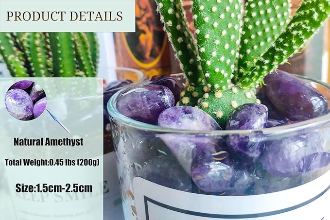 DUQGUHO Amethyst Healing Crystals Stones Set Natural Bulk Crystals Tumbled Polished Irregular Crystal Stones Bulk Rocks 0.45 lbs