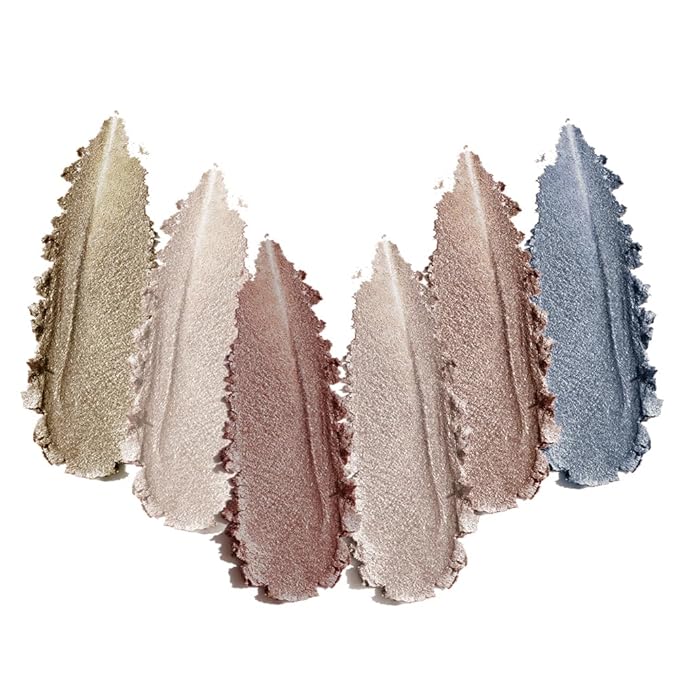 Shimmer Glitter Metallic Mini Eyeshadow Palette – 6-Color Neutral Cool-Tone Eye Shadow Kit, High Pigment Nude Smokey Eyeshadow, Long-Lasting Blendable Sparkle Eye Makeup Palette for Daily & Glam Looks