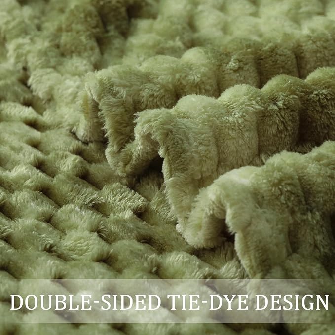 Exclusivo Mezcla 3D Fleece Twin Size Blanket for Bed, Tie-dye Olive | Extra Soft Fuzzy Plush Lightweight Bed Blankets, Cozy Fluffy Decorative Blankets for All Seasons, 60x80 Inches