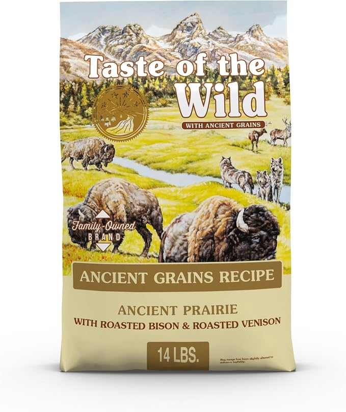 Taste of the Wild Ancient Prairie Dry Dog Food, Roasted Bison, 14lb | Puppy, Adult & Senior Dogs | High Protein | Roasted Bison & Ancient Grains | Nutrient Dense to Help Support Peak Health