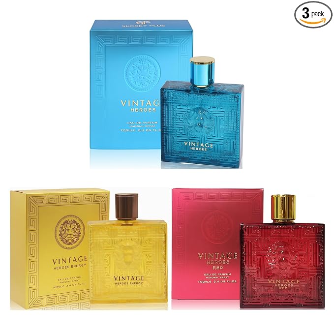 A CENTER Vintage Hero Series Men's Cologne Gift Set | 3-Piece Luxury Eau de Parfum Collection 3.4 Fl Oz Each | Long Lasting Woody & Fresh Perfume Trio Daily Use