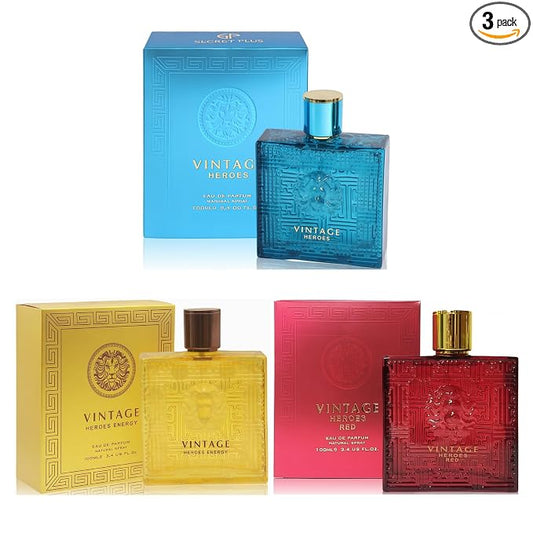 A CENTER Vintage Hero Series Men's Cologne Gift Set | 3-Piece Luxury Eau de Parfum Collection 3.4 Fl Oz Each | Long Lasting Woody & Fresh Perfume Trio Daily Use