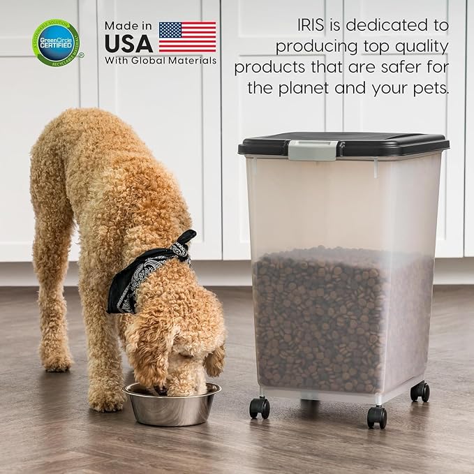 IRIS USA Dog Food Storage Container, Up to 54 lbs, Black, Made in USA