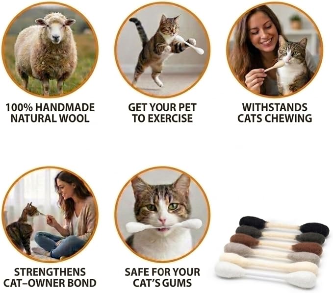 Glaciart One Swabs Cat Toys with Catnip - 6 Pk | Durable for Chew, Cute Cat Toys Interactive Kitty for Boredom, Exercise, & Play | Filled w/Organic Catnip for Anxiety & as Digestive Aid | Gift Idea
