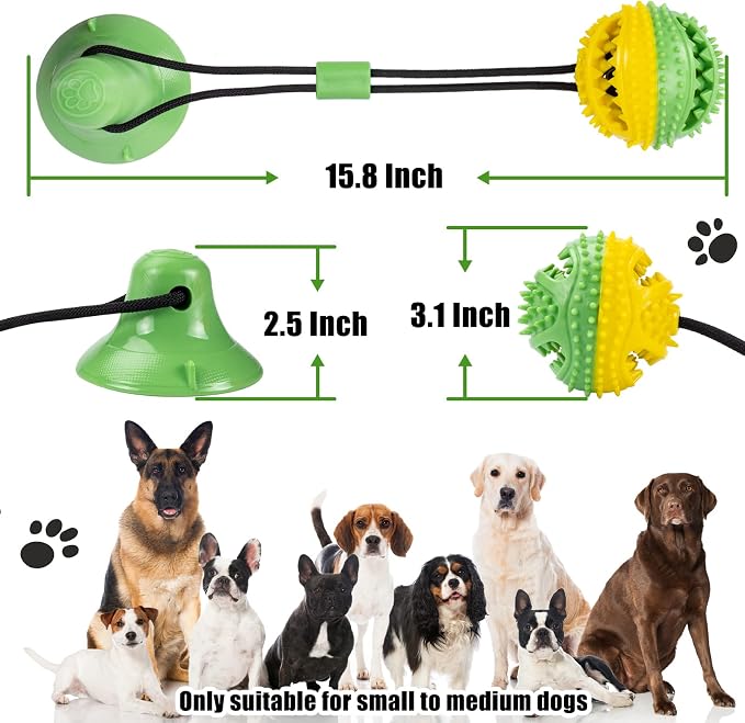 Askhald Dog Toys, Dog Chew Toys for Aggressive chewers, Puppy Training Treats Teething Rope Toys for Boredom, Puzzle Treat Food Dispensing Ball for Puppies Teething Small Dogs (Green)