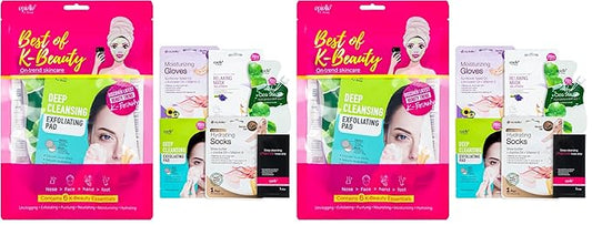 Epielle Best of K-Beauty Kit, 6 Home Spa Essentials, At-Home Spa Kit for Radiant Skin, Self Care Gifts for Women, Korean Skin Care Set, Stocking Stuffers (Pack of 2)