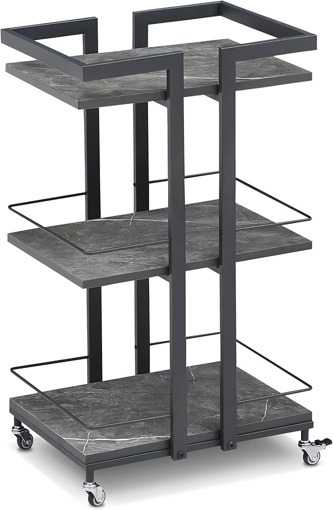 BarberPub Utility Manicure Trolley Metal Storage Rolling Barber Cart with Wheels Multi-Purpose Rack Heavy-Duty Trolley 2033 (Grey)