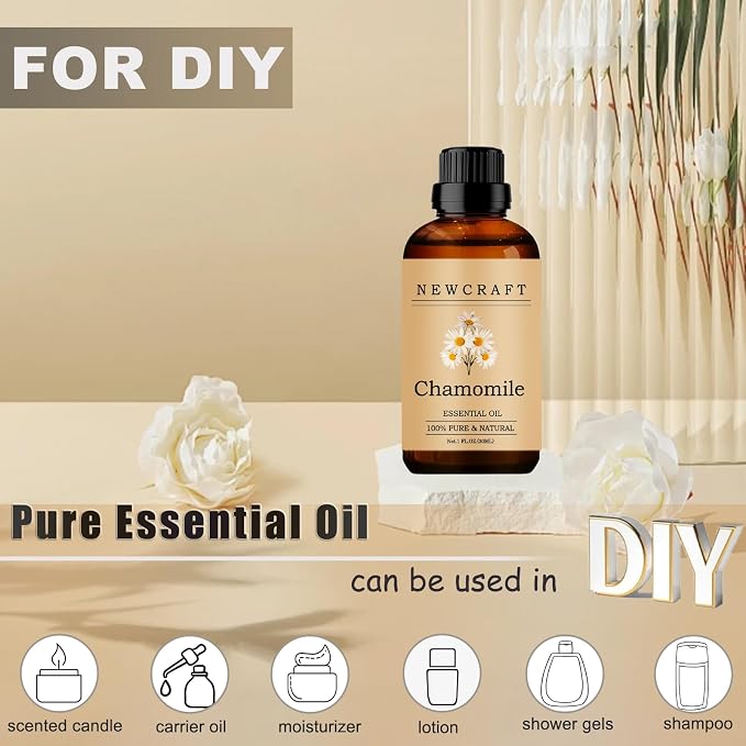Chamomile Essential Oils, 100% Pure and Natural Essential Oil for Aromatherapy Diffuser - Chamomile/1 Fl Oz