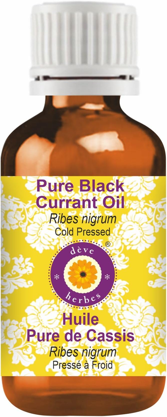 Deve Herbes Pure Black Currant Oil (Ribes nigrum) Natural Therapeutic Grade Cold Pressed 10ml (0.33 oz)
