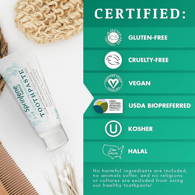 SprinJene Natural Toothpaste – Fluoride Free Clove & Mint Toothpaste for Healthy Gums & Fresh Breath – Gum Care with Patented Black Seed Oil & Zinc – Made in The USA (2 Pack)