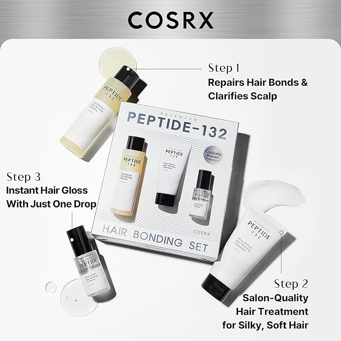 COSRX PEPTIDE 132 Hair Care Set - Bonding Shampoo, Treatment & Oil Serum, Bond Repair Treatment Hair Gift Set for Damaged, Dry Hair, Scalp Treatment for Dandruff, Dry & Itchy Scalp