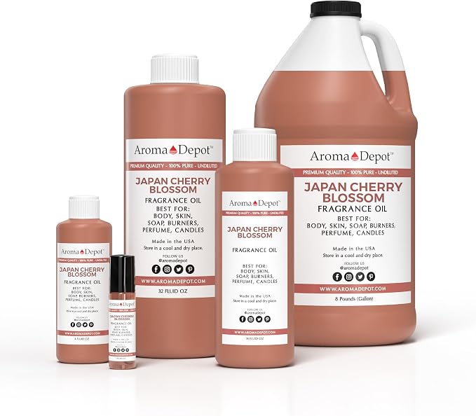 Aroma Depot 4 fl oz Japanese Cherry Blossom Fragrance Oil – Scent for Candle Making, Soap Making, Wax Melts, Diffusers, Body Oil Blends & Incense (120ml)