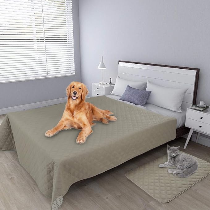 Easy-Going Waterproof Dog Bed Cover, Non-Slip Pet Blanket, 120x82in, Beige | Leakproof Couch Cover, Machine Washable Furniture Mattress Protector, Soft Sofa Mat For Dogs, Pet Friendly
